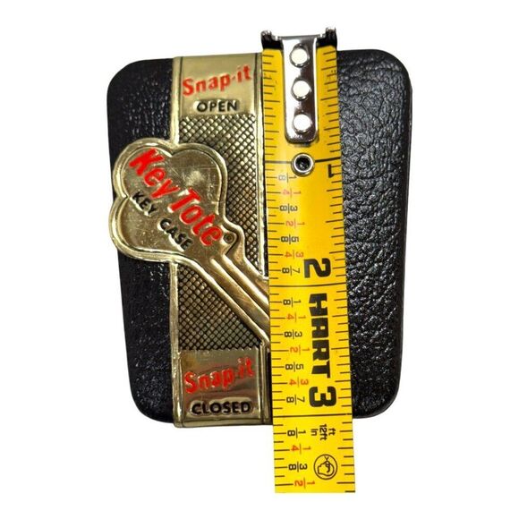Vintage Snap-It Key Tote Key Case Black & Gold Leather With Red Interior Holder - Picture 6 of 6